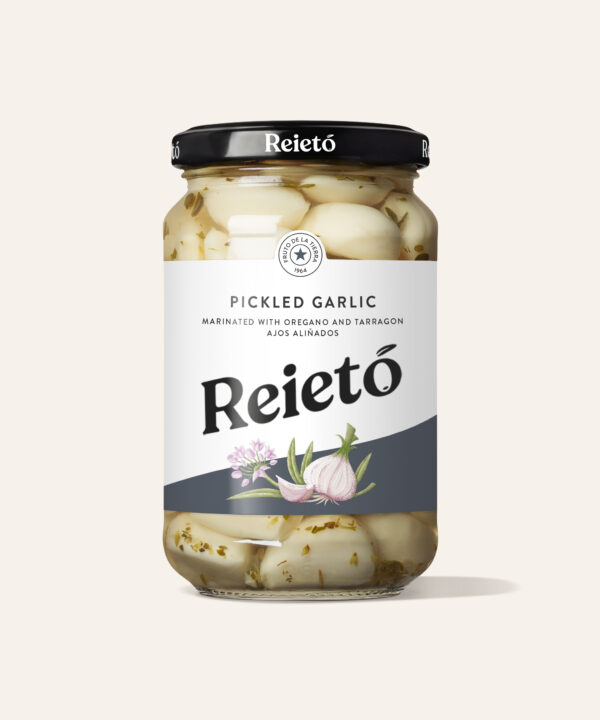 REIETÓ SYLTEDE HVIDLØG - 345g (235G DRÆNET VÆGT)